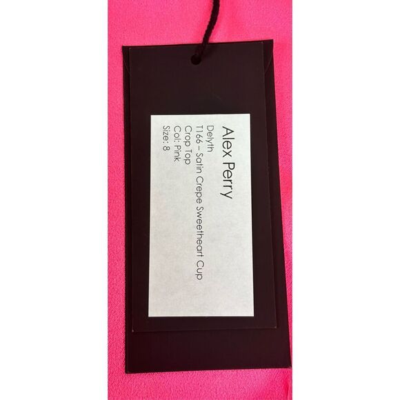 Alex Perry Exclusive Delyth Shiny Satin Crepe Cropped Top in Pink NWT Size 8 - Picture 8 of 10
